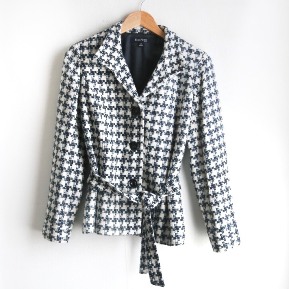 Evan Picone Petite Cream and Blue Blazer
